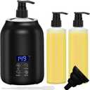 Massage Oil Warmer, Yofuly Electric Massage Oil Digital Heater with Two Oil Bottles, Portable Body Lotion Warmer Cream Heated Dispenser for SPA, Salon and Home Use, Black