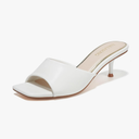 Women's Kitten Heels Sandals Low Heels Slip On Slides 2 Inch Heeled Square Open Toe Sandals for Women, Size 10
