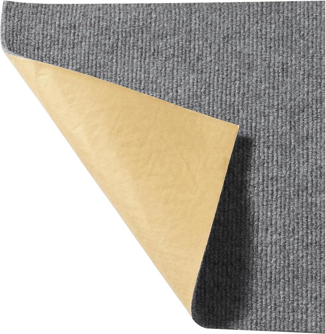 VEVOR Carpet Tiles, Peel and Stick Carpet Square Rug, Self Adhesive Commercial Floor Soft Padded for Seamless, Easy DIY Replacement for Living Room Office (12 x 12 in x 12 pcs, Light Gray)
