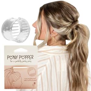 Pony Popper Clip High Ponytail Holder for Full, Voluminous Styles, Versatile Accessory for All Hair Types, Ponytail Volumizer for Thick & Long Hair, Fancy Accessories for Women, Clear Pony Popper