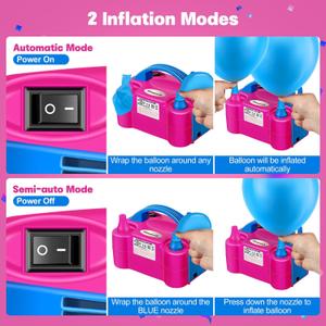 Balloon Pump Electric, Portable Automatic Dual Nozzle Inflator