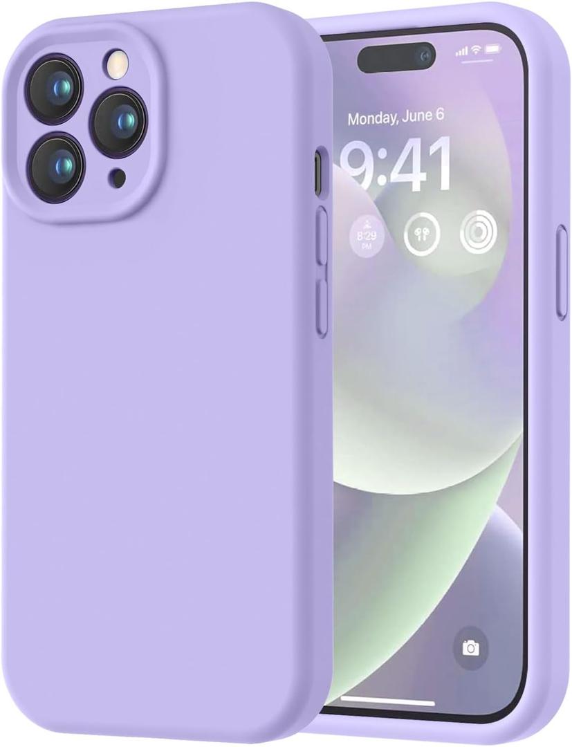 LOVE 3000 Designed for iPhone 14 Pro Max Case, Premium Silicone with [Soft Anti-Scratch Microfiber Lining] Shockproof Protective Phone Case for Men Women Girls 6.7", Light Purple