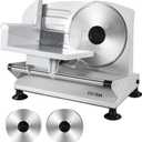 OSTBA Meat Slicer Machine, Two 6.7” Removable Stainless Steel Blades and Food Carriage, 150W Electric Deli Food Slicer for Home Use, Easy to Clean, 0-15mm Adjustable Thickness for Meat, Cheese, Bread