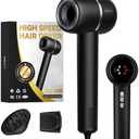 HRYCF Hairdryer-Less Heat Damage High Speed Blow Dryer,Negative Ionic Care Hair,Fast Drying Blow Dryer with Brushless Motor,Thermo-Control Low Noise with Magnetic Nozzle & Diffuser, Black