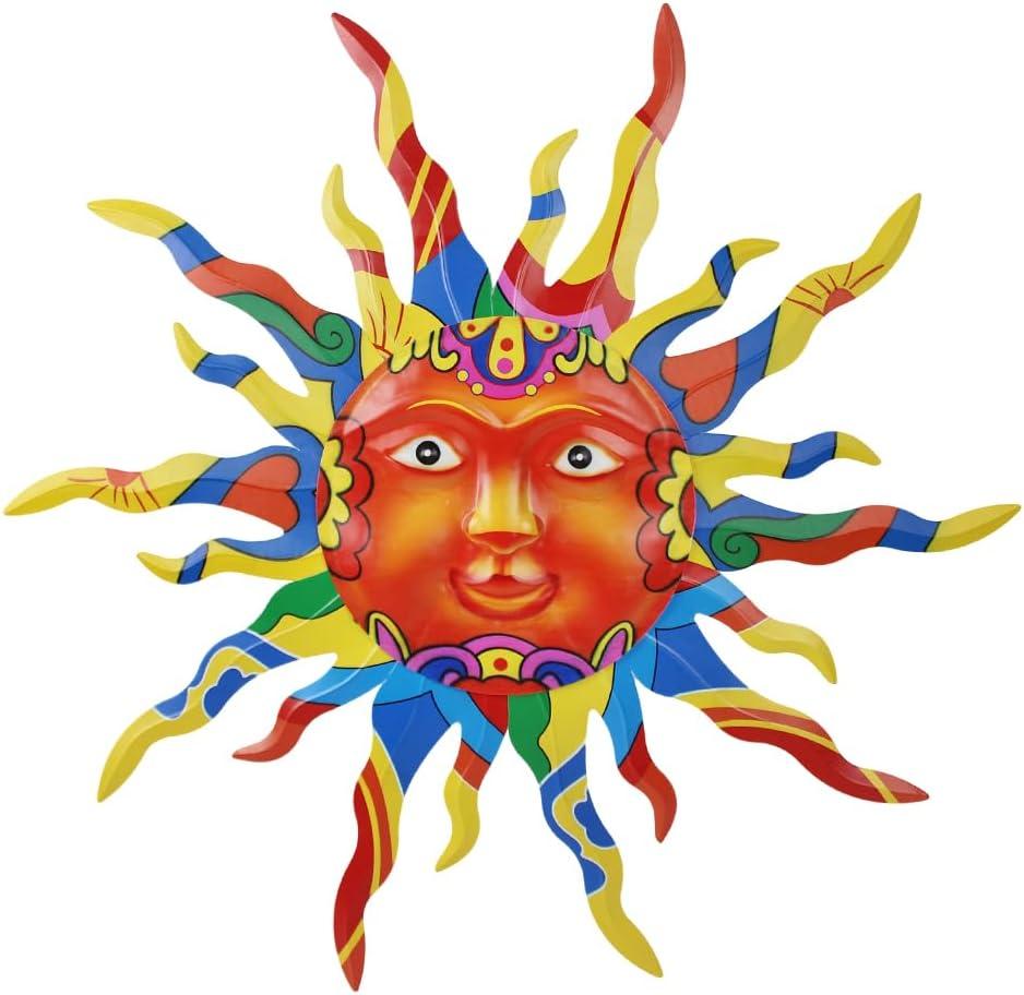 VEWOGARDEN Metal Sun Wall Decor 30" Large Outdoor Metal Wall Art Colorful Outdoor Sun Wall Art for Patio Home Garden (30" Dia(Colored))