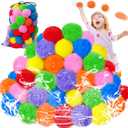 100PCS Reusable Water Splash Balls,2.4 Inch Soft Soaker Ball Fake Snowballs for Kids Outdoor Water Fight Games,Pool Backyard Fun with 1 Mesh Bag