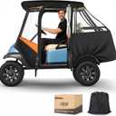 10L0L Golf Cart 4 Passenger Enclosure for Club Car Precedent Short Roof 57.5" Deluxe 600D Golf Cart Heavy Duty Rain Cover with 4 Zipped Doors Clear PVC Windows (Latest Improved Version) (Black/Orange)