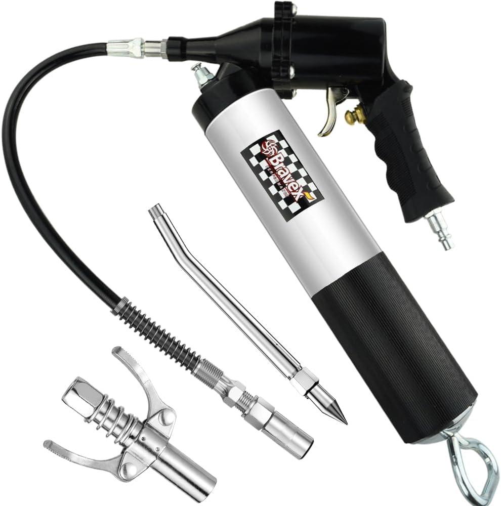 STEINBRCKE Pneumatic Grease Gun with Nozzle, Air Operated Grease Gun Air Grease Gun, Fully Automatic with 14.5 Oz Continuous Cycle