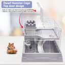 PINVNBY 2-Tier Dwarf Hamster Cage, Hamsters Travel Cage Portable Mouse Cages with Running Exercise Wheels, Water Bottle and Food Dish for Hamster Mouse Rat 11.7 * 8.7 * 9.38 in (Gray)