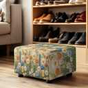 Daisy Ottoman Cover Slipcover,Waterproof Stretch Ottoman Covers,Folding Storage Stool Furniture Protector,Removable Piano Bench Cover Soft Slipcover for Living Room