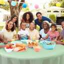 Fixwal Sage Green Round Plastic Tablecloth 5 Pack, 84in. Round Tablecloth Disposable,Party, Picnic, Easter Party, Decorative Tablecloths, Round Plastic Cover, Leakproof & Sturdy, Sage Green