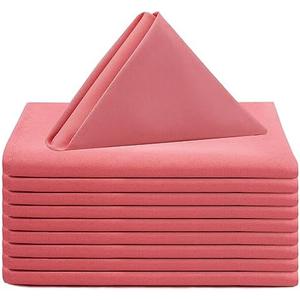 Your Chair Covers Cloth Polyester Napkins, 20 x 20 Inch, Washable Dinner Fabric Linen Napkins with Hemmed Edges for Restaurant, Wedding and Holiday Pack of 10 (Coral)