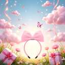 1Pc Sweet Pink Halloween Bow Headband Bowknot Hair Hoops Bands Headpiece Hairband for Women and Grils,Women Christmas Birthday Party Decorations Accessories Easy to Wear,Headbands Hair Accessories