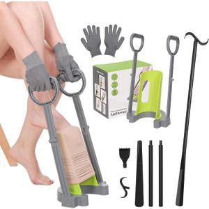 Compression Sock Aid Device - Sock Aids for Compression Stocking - Helper Device for Putting on Hosiery -with Replaceable Dressing Stick