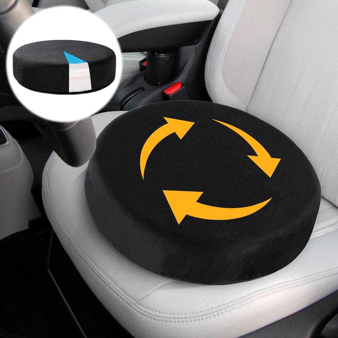 BALAPET 360 Degree Memory Foam Rotating Seat Cushion,Swivel Seat Cushion for Car, 3IN Thick Car Seat Pad for Elderly Assistance(13.5x13.5x3IN)