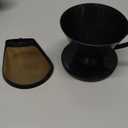 Fino Pour-Over Reusable Coffee Brewing Cone with Gold-Toned Mesh Permanent Coffee Filter, Number 2-Size, Black