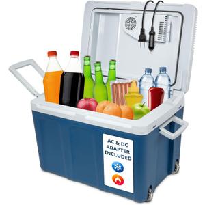 Ivation Electric Cooler & Warmer with Wheels & Handle |48 Quart (45 L) Portable Thermoelectric Fridge For vehicles & Trucks| 110V AC Home Power Cord & 12V Car Adapter for Camping, Travel & Picnics