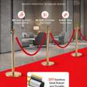 VEVOR Stanchions and Velvet Ropes 6Pcs, Hollow Base with Stainless Steel Post & 26.25ft Carpet, 4 Red Velvet Ropes, Crowd Control Barriers Gold Stanchions, Red Carpet Runner Poles for Party Supplies