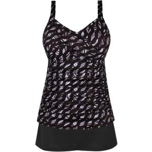 JINXUEER Plus Size Swimwear Floral Tankini Set Ruched Modest Two Piece Skirt Swimsuit for Women (10, Whitediamond)