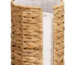 StorageWorks Water Hyacinth Free Standing Toilet Paper Holder Stand for Bathroom, 3 Rolls of Toilet Tissue Storage with a Built-in Cloth Lining, Toilet Roll Holder Stand with Lid