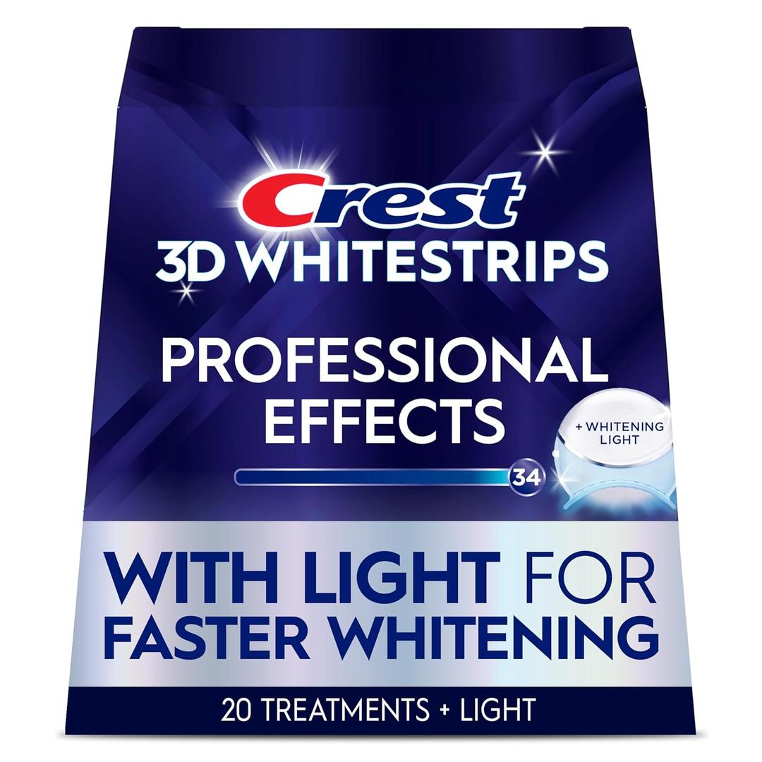 Crest 3D Whitestrips Professional Effects + LED Light  Teeth Whitening Kit, 1 Light + 20 Treatments, Each with 1 Upper/1Lower, 40 Strips  Crest 3DWhite Teeth Whitening Strips