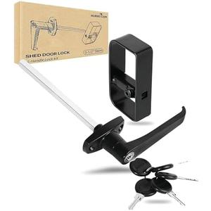 Hurrikom shed Door Latch shed Door Handle with 5-1/2" Stem,shed Door Lock Matching Set Includes 5 Keys forPlayhouses, shed Latch Chicken Coops,Camper, RV, Garage Door(Black)