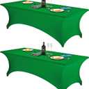 FORLIFE 2Pack Spandex Table CoversFitted Tablecloth for Rectangular Tables, Stretch Patio Table Covers, Universal Spandex Table Cover for Wedding, Banquet, Party (8ft, Emerald)