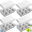 Domensi 4 Pack Stainless Steel Ice Cube Trays for Freezer Metal Ice Cube Trays with Lid Easy Release Molds Durable and Dishwasher Safe for Bars Kitchens Cocktail Freezer Whiskey
