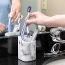ZCCZ Toothbrush Holder for Bathroom - Perfect Electric or Kids Toothbrush Organizer - Premium White Marble Bathroom Accessory for Modern and Stylish Countertop Storage