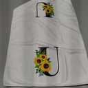 Z-synka Monogrammed Sunflower Hand Towels,Ini-tial U Tea Towel Letter Kitchen Towels,Sunflower Gifts for Women,Monogram Dish Towel 17x23 Inch,Kitchen Bathroom Decorative Ini-tial Gifts for Mom Wife Pack of 2