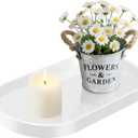 Acrylic Vanity Serving Tray14"x8.5" Decorative Capsule Shape Tray for Bathroom, Dresser, Coffee Table  Sleek Minimalist Lucite Tray for Perfume, Jewelry, Makeup Organizer (1pack, Glossy White)