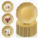 PROY 50 Pcs Gold Chargers for Dinner Plates, 13" Reusable Reef Serving Gold Chargers, Round Plastic Shiny Decorative Charger Plates for Wedding, Catering, Parties, Restaurant, Home Dinner Use