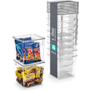 Sorbus Small Plastic Storage Bins - for Kitchen Organization, Pantry Organizers and Storage, Fridge Organizer, Cabinet Organizer, Refrigerator Organizer Bins - Clear Storage Bins (8 Pack)