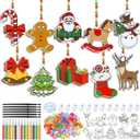 Sonwyoung 30 Sets Christmas Suncatchers Ornament Craft Kits, DIY Glow in The Dark Suncatcher Kits Stained Glass Winter Xmas Window Paint Art for Party Activities Art Craft Party Favors