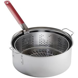 Gas One Aluminum Cooking Pot Deep Fryer with Basket – 10QT Aluminum Fry Pot with Easy Grip Handle – Durable Food Grade Outdoor Fryer with Perforated Strainer Basket – Ideal for Seafood, Chicken