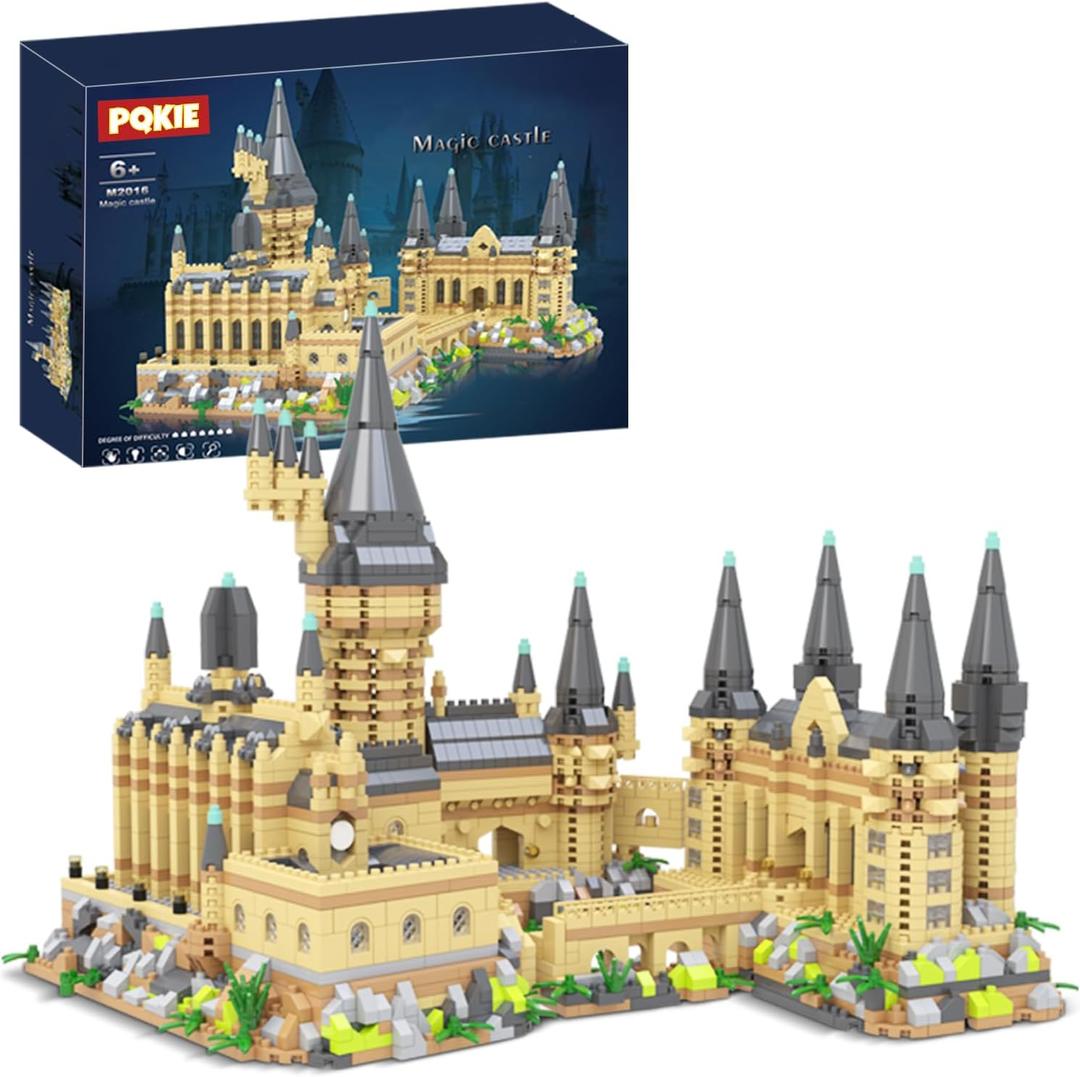 PQKIE Magic Castle Micro Mini Building Set, 2929 Pcs Magic House Model Building Toys, STEM Creative Magic World Office and Home Decor Bricks Kits, Christmas Birthday Gift for Adults Teens Kids 14+