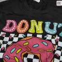 Donut Squad Groovy Donut Lover Birthday Party Girls T-Shirt, Black, Large