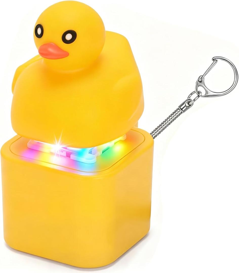 Duck Fidget Keychain Clicker Toy, Duck Quacking Keychain Adult Anxiety Relief Toy with Colorful Light & Sound, Fun Adults Keyboard Clicker for Stress Relief & Quiet Play & Entertainment