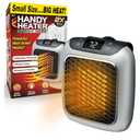 Ontel Handy Heater Turbo Wall Outlet Plug In Heater – Portable Indoor Ceramic Space Heater w/Adjustable Thermostat, 12-Hour Timer, Auto Shut Off, Quiet – Plug In Wall for Office, Bedroom, Camping