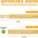 SpaceAid Bamboo Drawer Dividers with Labels, Kitchen Adjustable Drawer Organizers, Expandable Organization for Home, Office, Dressers and Bathroom, 6 Dividers (17-22 in)