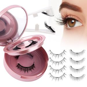 2-Pairs Reusable Magnetic Eyelashes with Applicator: Wendy Fake Magnetic Lashes Natural Look, 079+B01-A