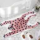 Leopard Playroom Rug - 4ft Pink Rug Runner for Girls Bedroom & Living Room - Soft, Nonslip, Washable Mat for Kids Room - Water Absorption, 2'X4'