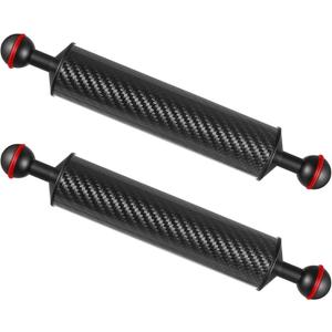 MINIFOCUS 2PCS Carbon Fiber Underwater Float Arm, D40mm, 10", Aquatic Arm, Buoyancy Provided 155g*2, Dual Ball Mounts for Photography and Video, Compatible with Diving Trays, Video Lights