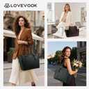 LOVEVOOK Laptop Tote Bag for Women With Large Cup Holder, Leather Work Tote Bag for Women,17.3 Inch Professional Computer Briefcase Business Teacher Commuter Shoulder Bag,Office Travel Gift