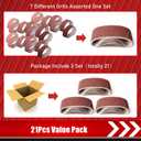 Boshcraft 21 Pack 3 x 21 Inch Sanding Belts, 3x21 Belt Sander Sanding Belts 40/60/80/120/180/240/400 Grits Assortment Sanding Belt for Belt Sander Knife Sharpening Woodworking Metal Polishing