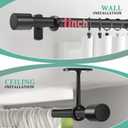 Curtain Rods for Windows 72 to 144 Inches, Adjustable 1 Inch Black Curtain Rod for Outdoor Indoor, Modern Heavy Duty Drapery Rod, Room Divider, All Metal, Easy Install
