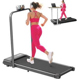 Walking Pad with Incline and Handle Bar, Compact Portable Walking Pad Treadmills for Home/Apartment with Handles,3.0HP Small Electric Treadmill with Incline for Small Space, 0.6-7.6MPH, 350LBS (Black#2)
