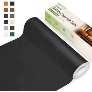 Leather Repair Tape,16 x 80 Inches Self Adhesive Leather Repair PatchLeather Repair Kit for FurnitureCouches,Car Seats,Cabinets,Handbags(Black-Litchi Grain)