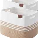 Storage Baskets, 42L*2 Pack Storage Baskets for Organizing, Laundry Basket for Closet,Cotton Rope Blanket Basket for Storage, Toy Storage Basket for Living Room, Laundry Room, Bedroom-Jute (Brown & White)