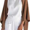 Women's Linen Cardigan Summer Lightweight Poncho Shrug Open Front Cover Ups Poncho Loose Shrug Sweaters (Bronze)
